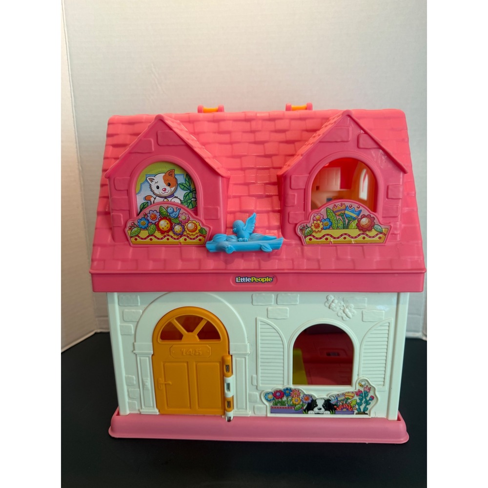 Fisher Price Little People Surprise & Sounds Home Dollhouse Pink Roof WORKS - Picture 3 of 13